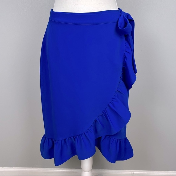 Express Dresses & Skirts - Express blue button & tie ruffled true wrap skirt, size small.